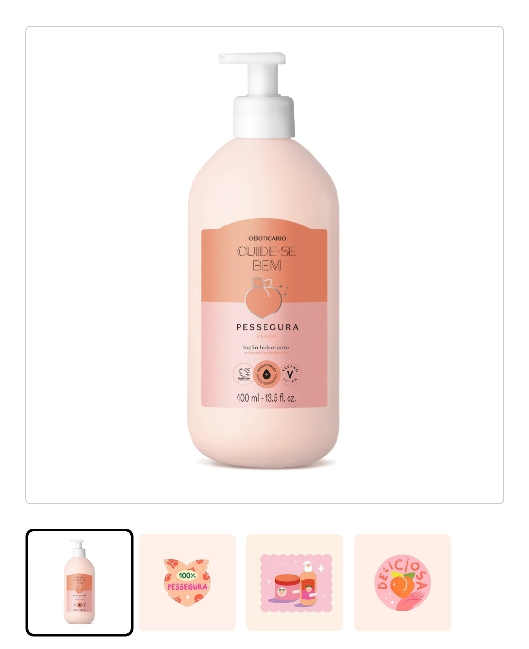 Loção hidratante corporal pessegura, 400 ml fragrância frutal frutal. O preferido de Vanessa! ❤️9042     13.99€