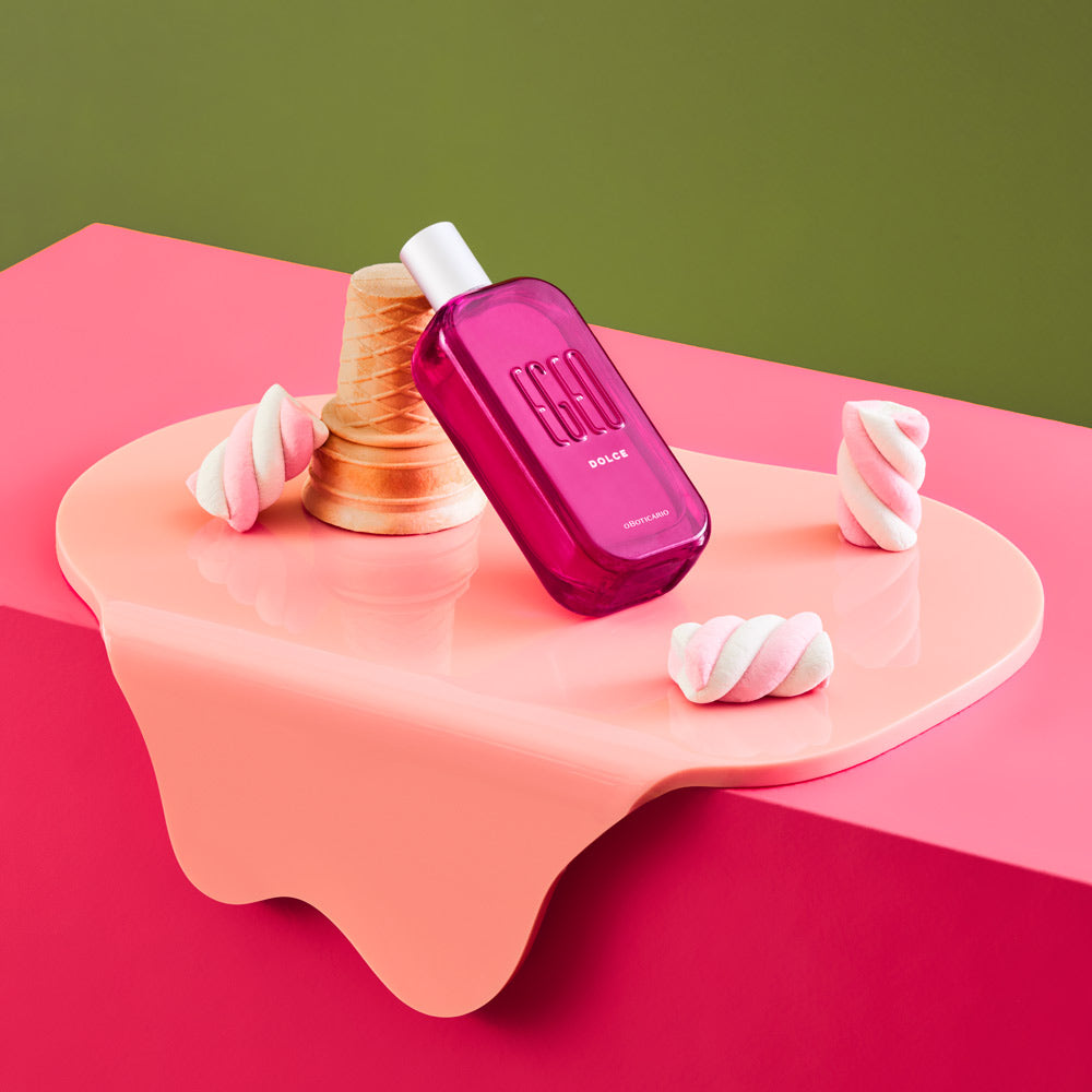 Algodão doce, sorvete framboesa, marshmallow. Fragrância mais intensa da linha Egeo:  Dolce 💓
